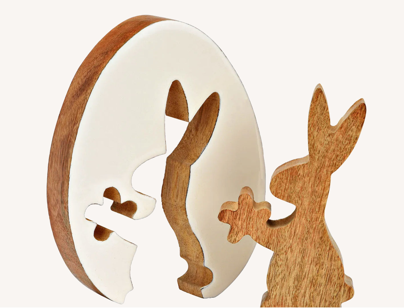 Deco Ei Pasen Display naturel/wit mangohout, 12x16x4 cm