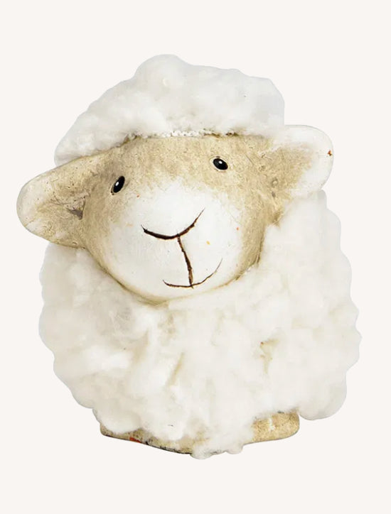 Schaap van klei- imitatiebont 8x10x9 cm