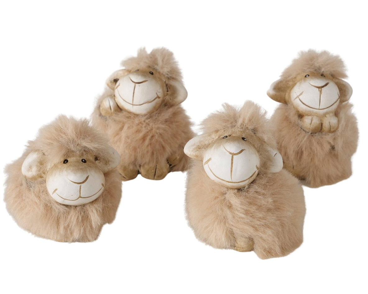 Schaap terracota Beige Textiel 4,5x4x5,7 cm
