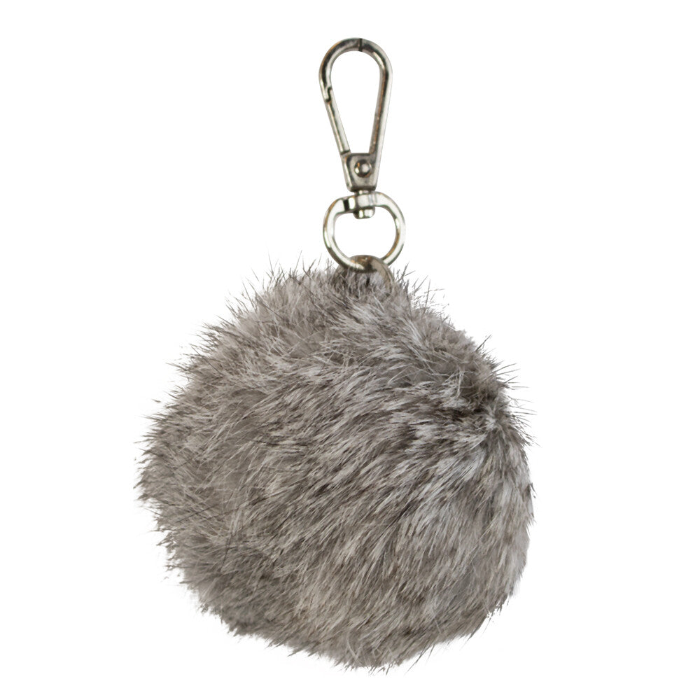 Sleutelhanger pom pom grijs