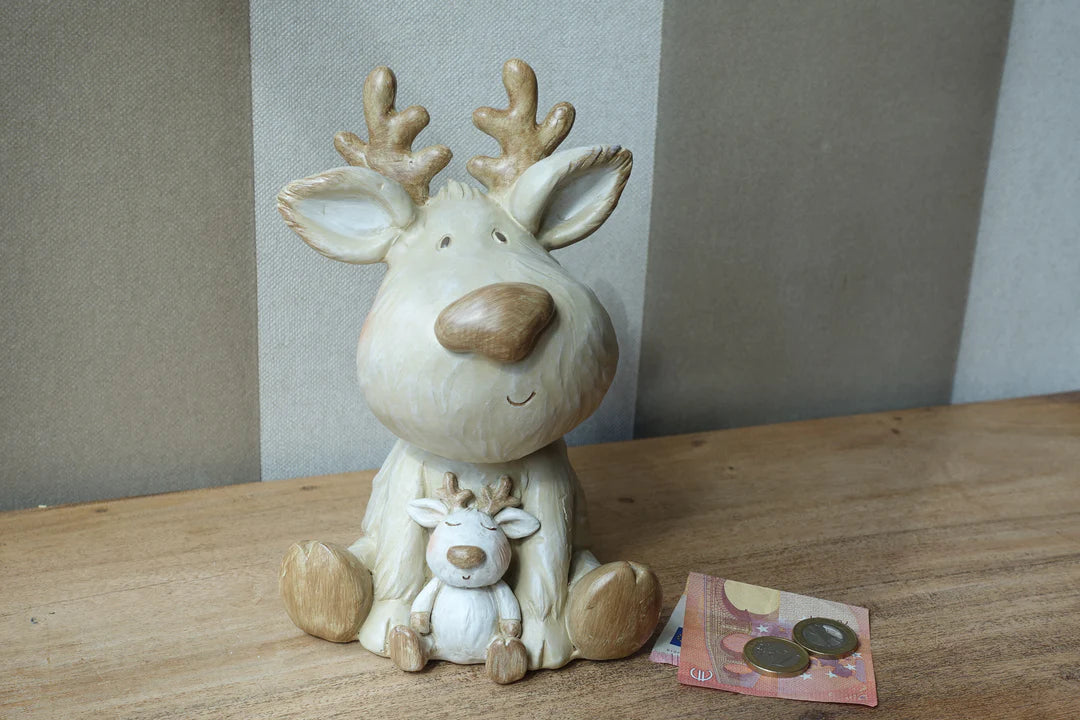 Spaarpot elandje met baby 20 cm