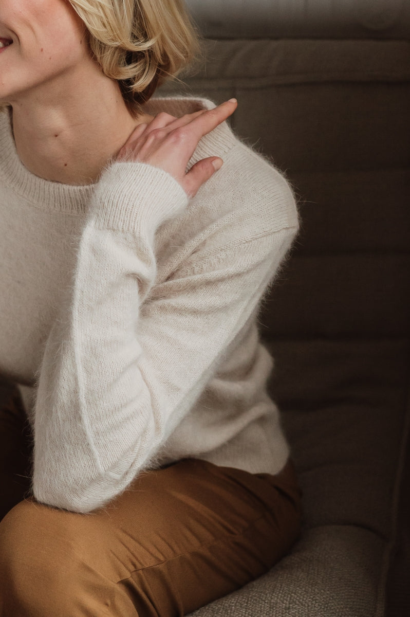 Alice et Maman Gwen Knit Fluffy Round Neck Tricot Ecru