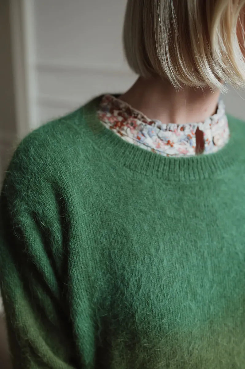 Alice et Maman Gwen Knit Fluffy Round Neck Sage Green