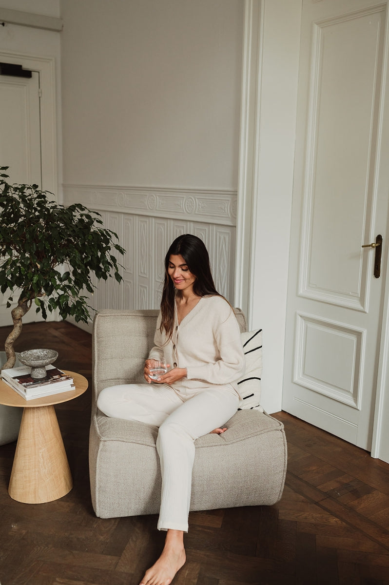 Alice et Maman Gwen Knit Fluffy Cardigan Tricot Ecru