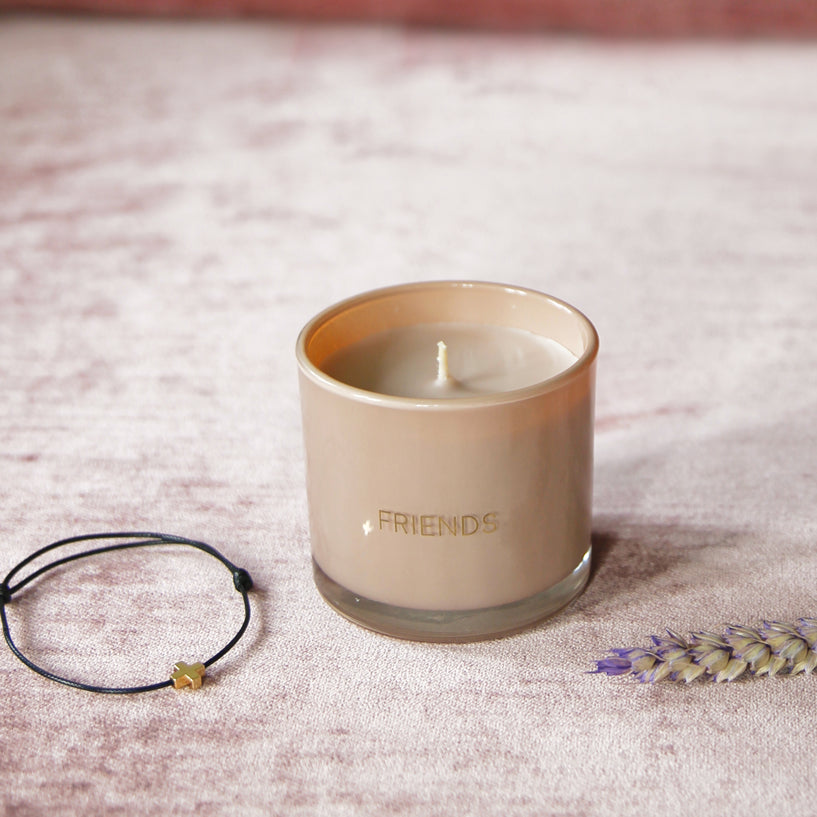 Geurkaars met wens- Armband FRIENDS