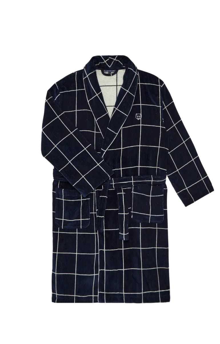 Arthur- Peignoir Velours Blauw