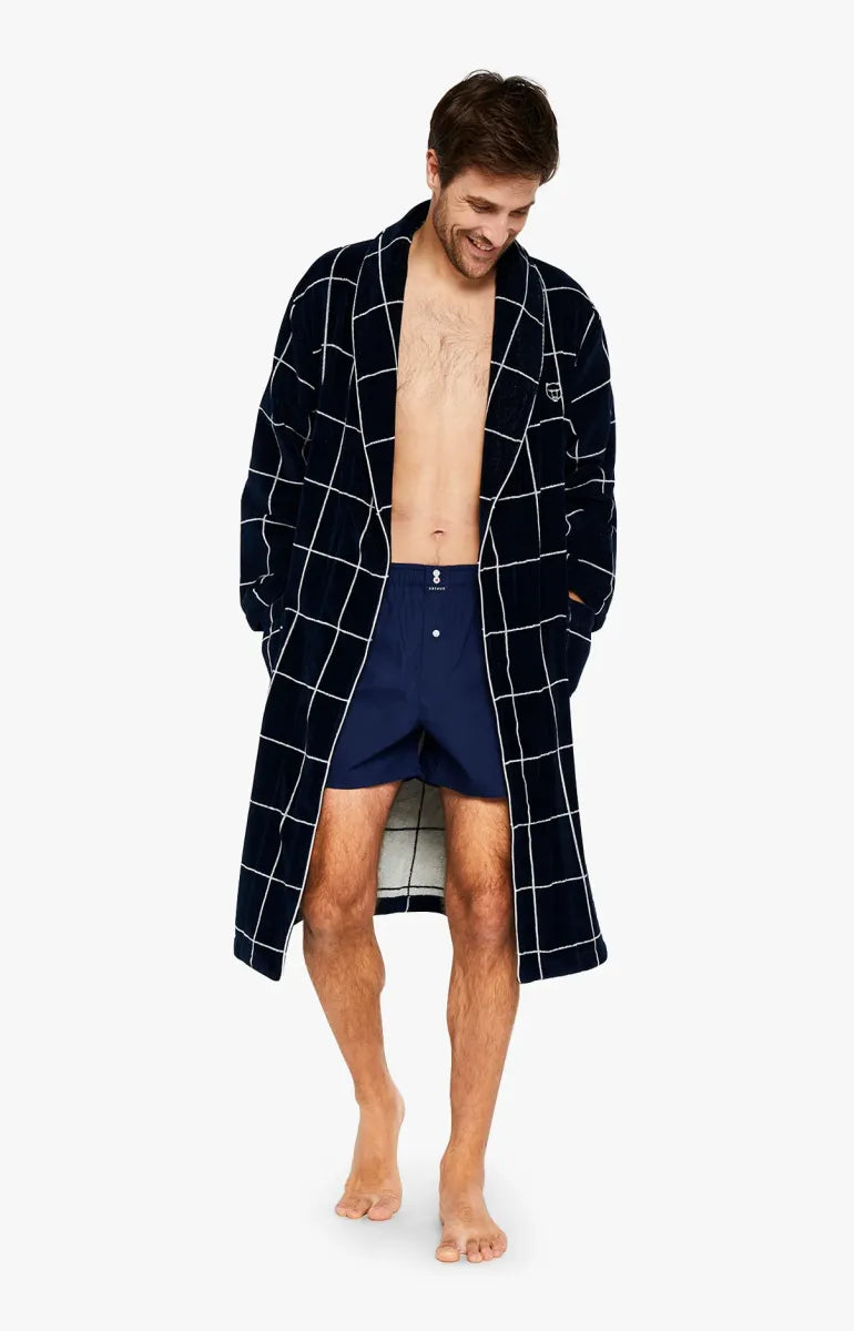 Arthur- Peignoir Velours Blauw