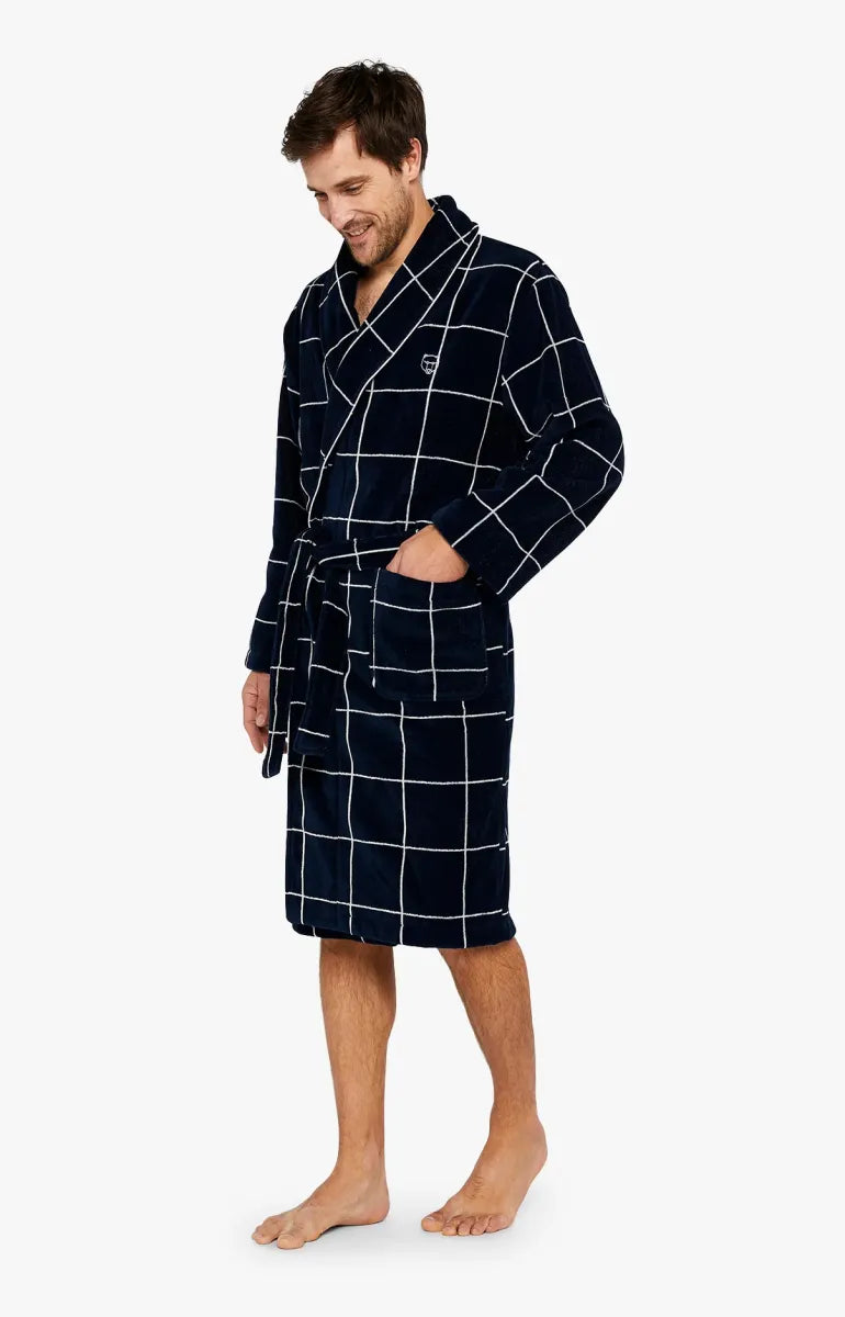 Arthur- Peignoir Velours Blauw
