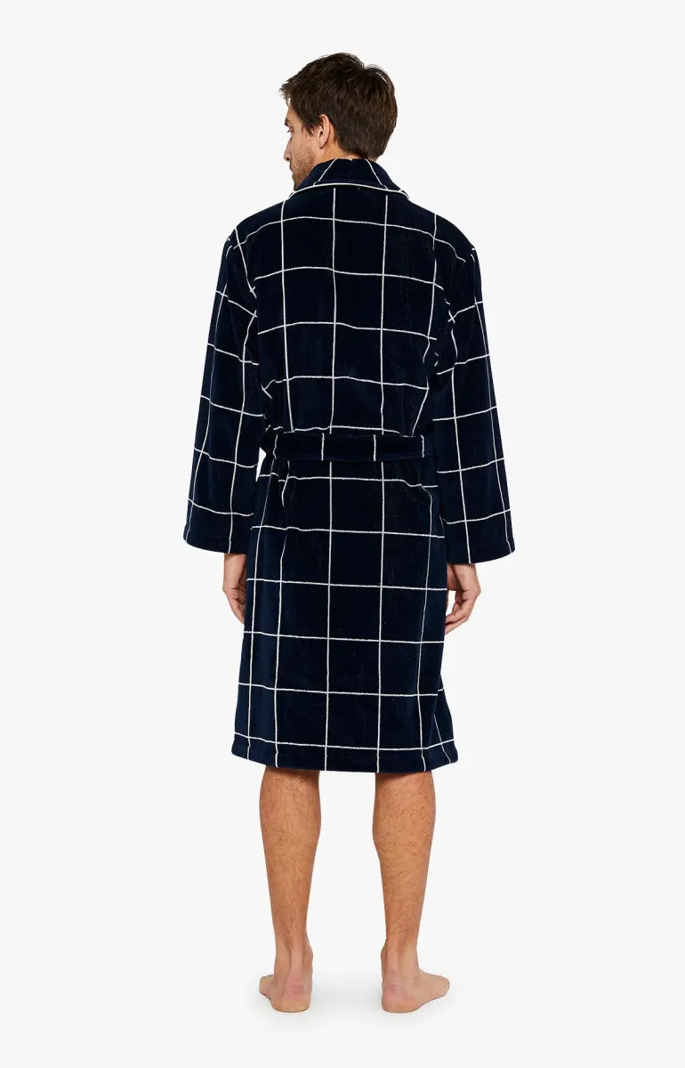 Arthur- Peignoir Velours Blauw