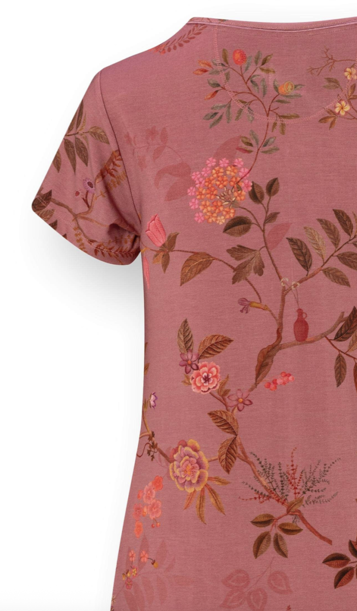 Djoy Nightdress Bodhi Flowers Donkerroze