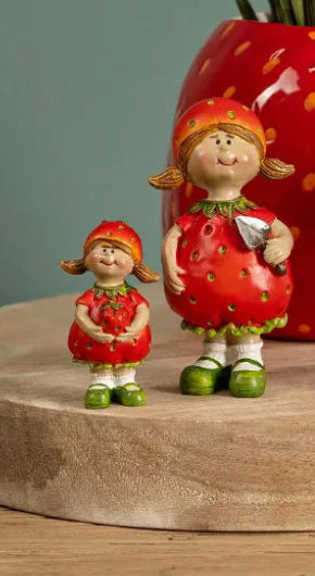 Aardbeienfiguur rood/groen 5x9x4 cm