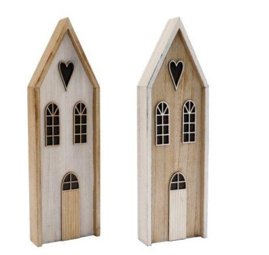 Houten huisje hart 39 cm