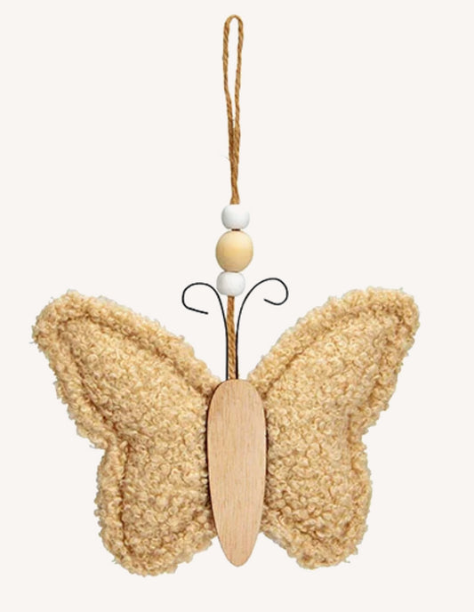 Hanger Vlinder Sherpa Beige 14x10x3cm