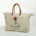 Tas Lake Beige Katoen opschrift Sel de Mer