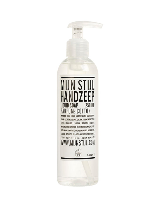 Mijn Stijl-Handzeep Transparant-Parfum Cotton 250 ml (wit etiket)