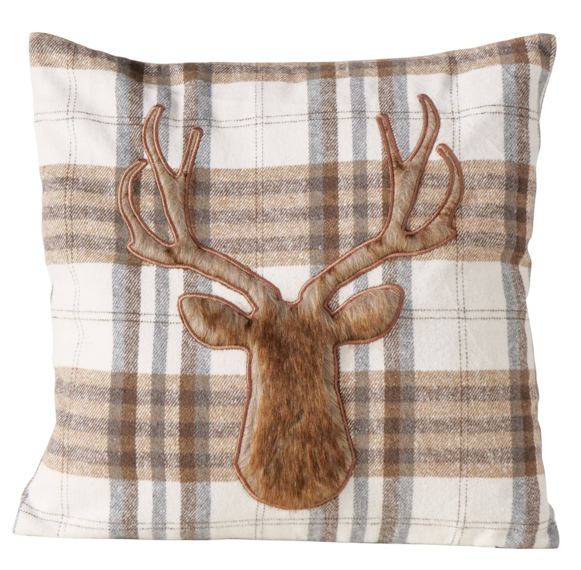 Boltze - Sierkussen Myron crème wit/bruin geruit 45x45 cm