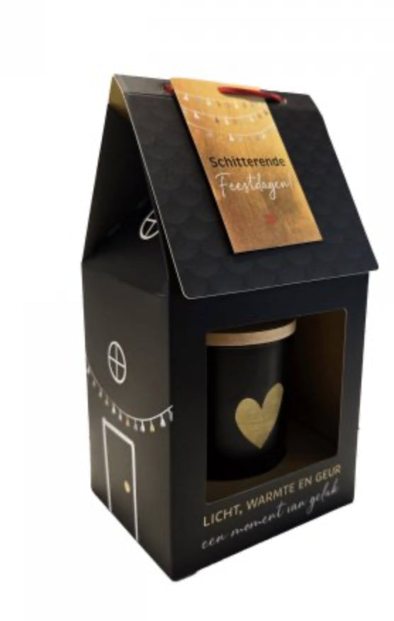KaarsHuisje Feestdagen Black