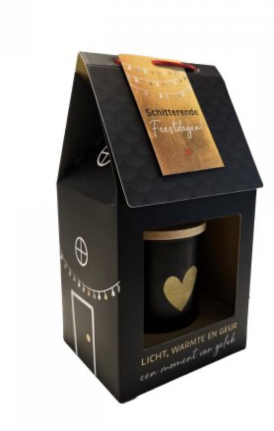KaarsHuisje Feestdagen Black