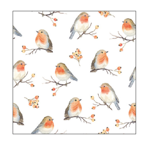 Servetten Cocktail 25x25cm Robin vogels