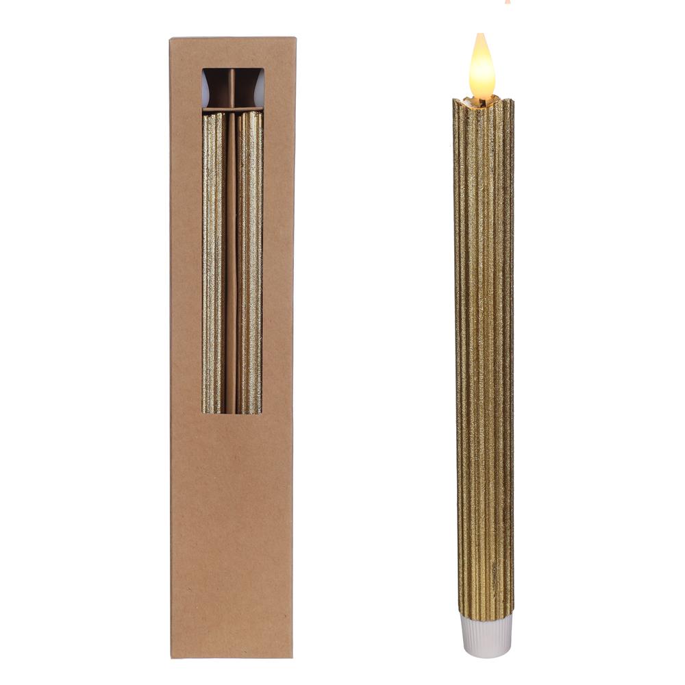 Dinner Pencil Kaars LED Goud 2 stuks