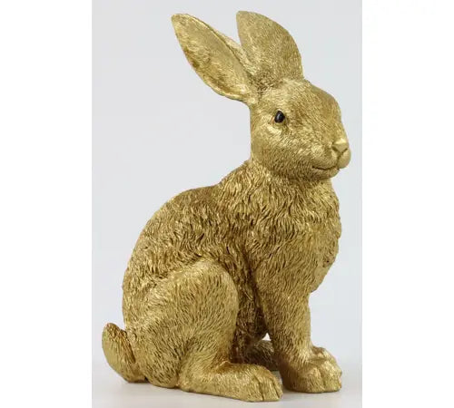 Konijn Bunny Goud Polystone 14x11x22cm