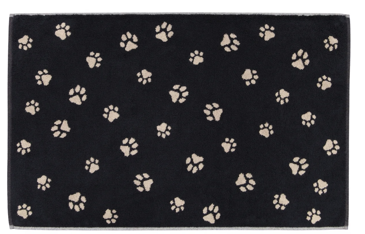 Badmat 50/80 We love Dogs pootjes zwart/bruin