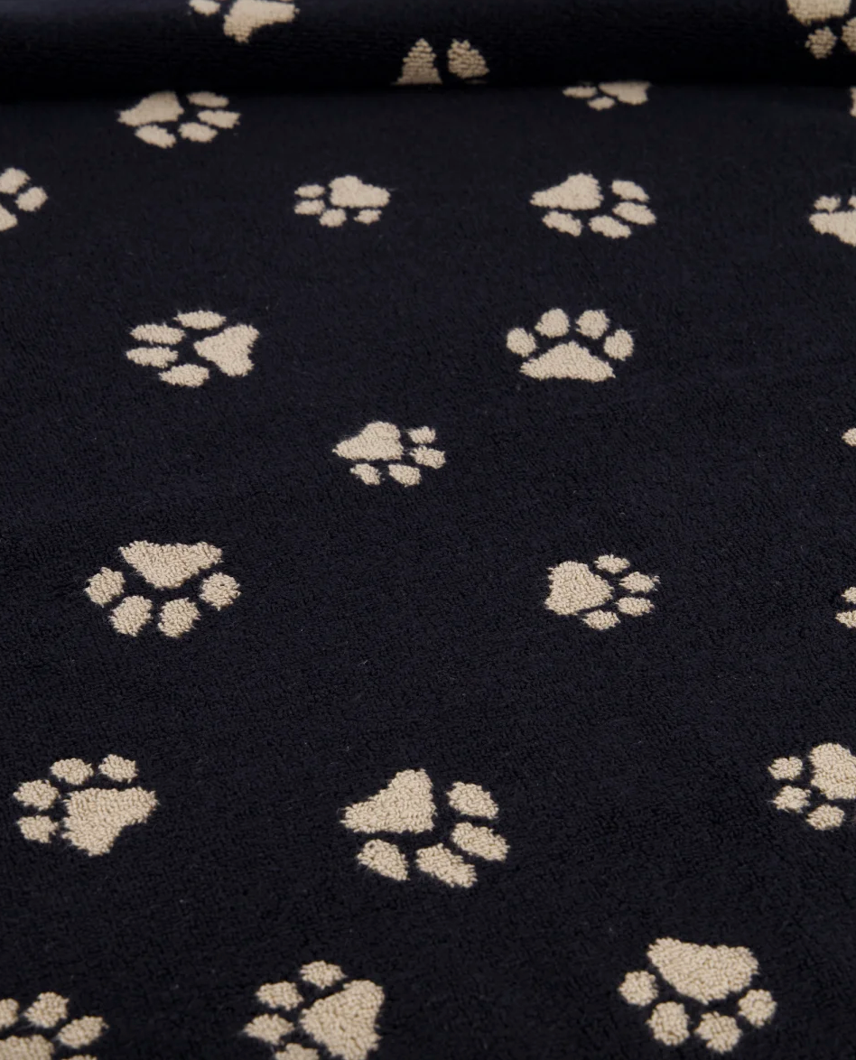 Badmat 50/80 We love Dogs pootjes zwart/bruin