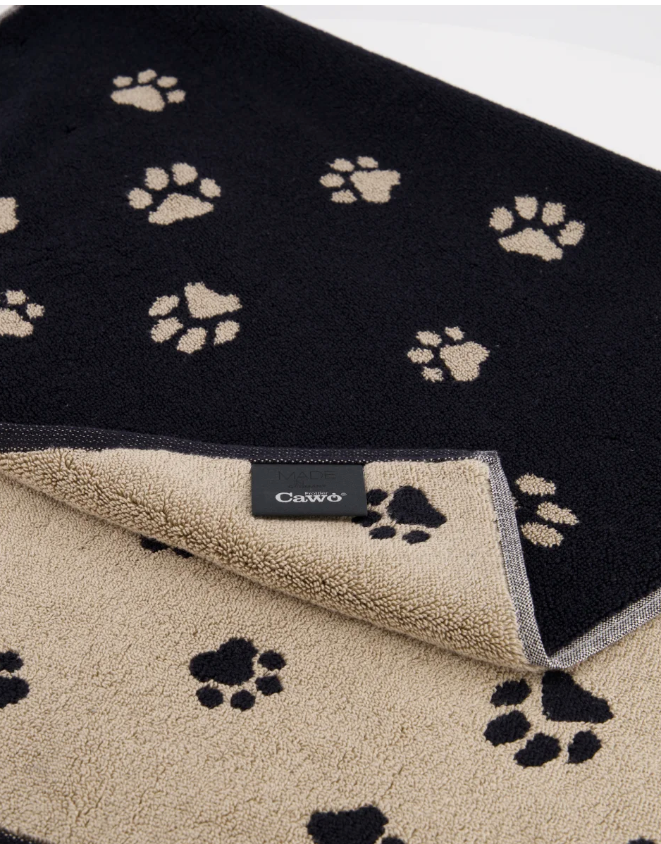 Badmat 50/80 We love Dogs pootjes zwart/bruin