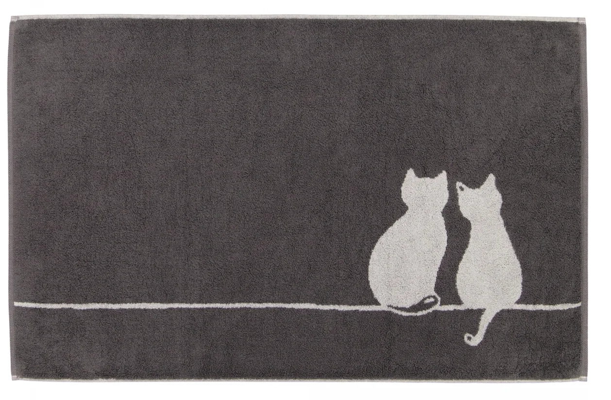 Badmat 50/80 We love Cats  donkergrijs