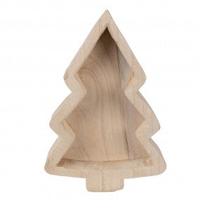 Serveerschaal Kerstboom 33x23x6 cm bruin hout