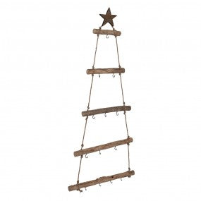 Hangende ladder Kerstboom Bruin Hout Kerst 46X5X110 cm