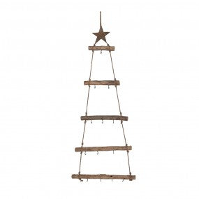 Hangende ladder Kerstboom Bruin Hout Kerst 46X5X110 cm