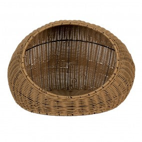 Kleine Honden-Kattenhuis Bruin Beige Rotan Rond Ø 47X30 CM