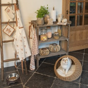 Kleine Honden-Kattenhuis Bruin Beige Rotan Rond Ø 47X30 CM