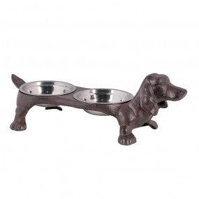 Voerbak Hond 43x20x14cm Bruin Ijzer Rechthoek