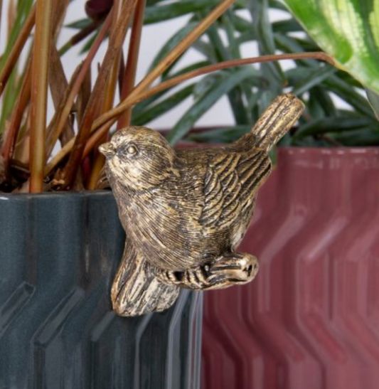 Vogel bloempothanger 8x6x6 cm brons