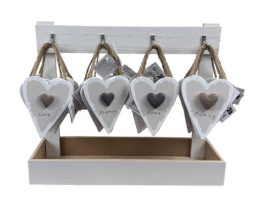 Houten hanger hart wit 11 cm