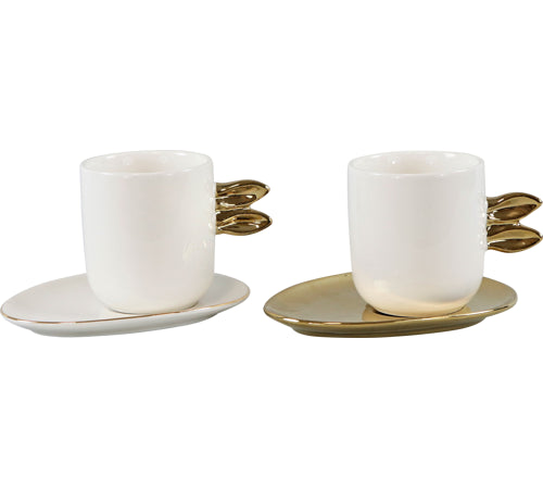 Kopje & Schoteltje Wit/Goud Set van 2