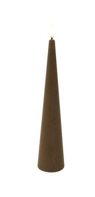 LED Kegelkaars Velvet Lyon taupe-H25CM