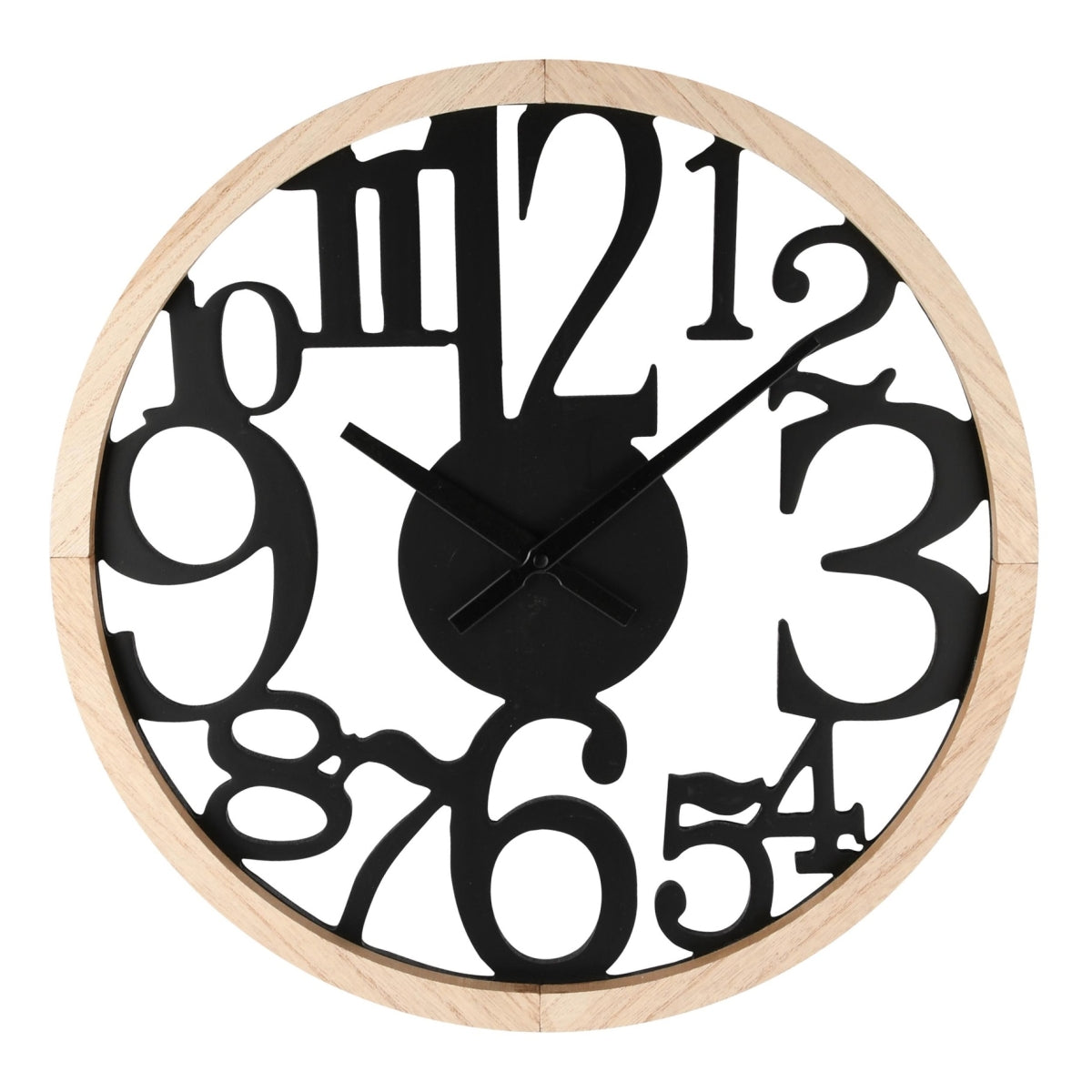 Dekoratief - Wandklok Rond zwart/naturel diameter 40 cm
