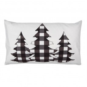 Sierkussen Polyester wit zwart Kerstbomen 30x50 cm