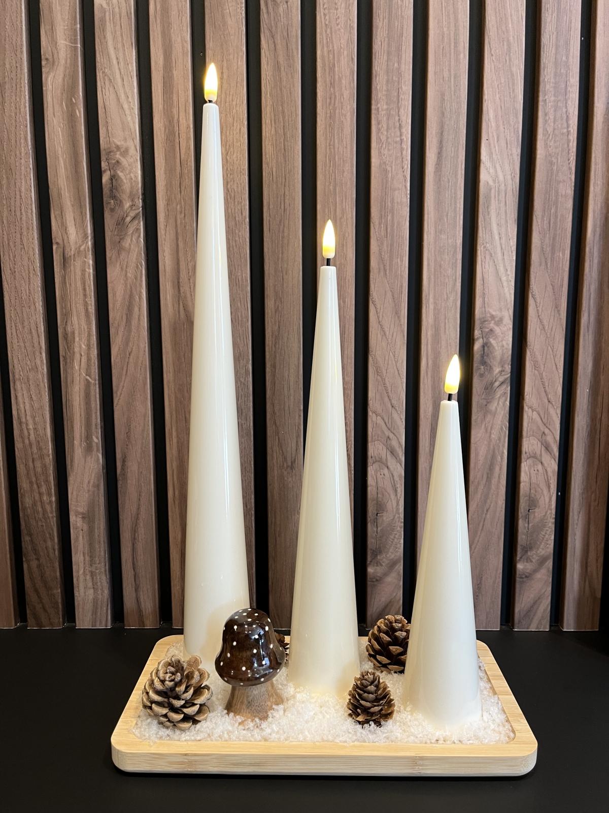 LED-Kegelkaars Cream D 5 X 20 Cm