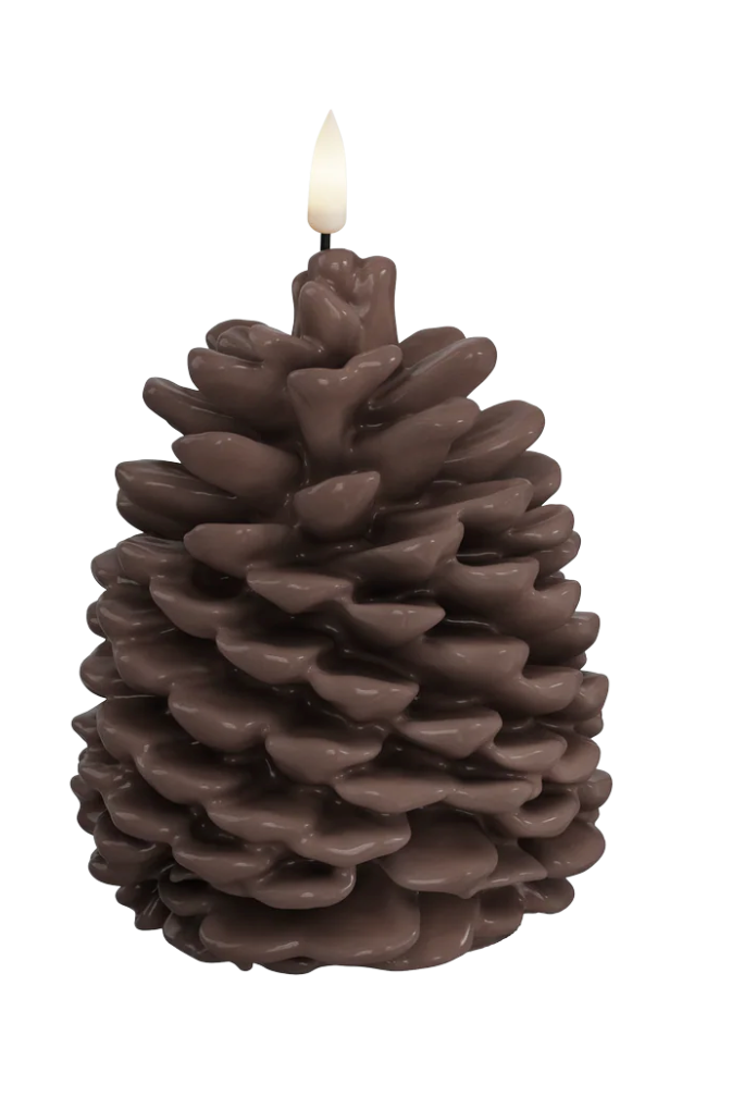 LED kaars Pine Cone, echt vlam effect, H 13 cm