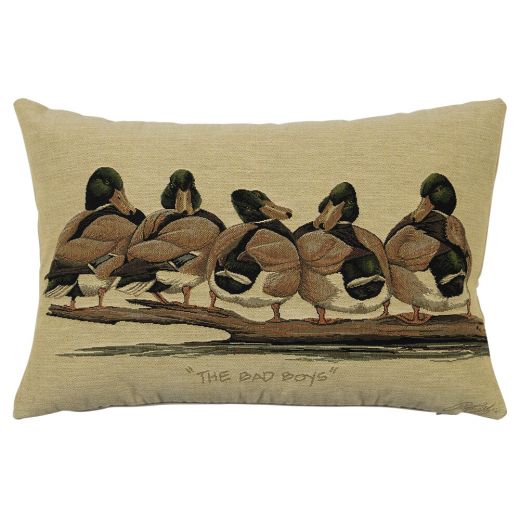 Gobelin Kussen eenden bruin bad boys 30x45 cm
