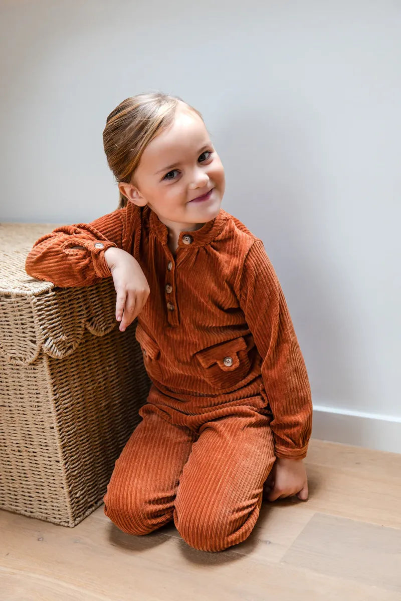 Alice et Maman- Kids Homewear Image Rib Velours Caramel