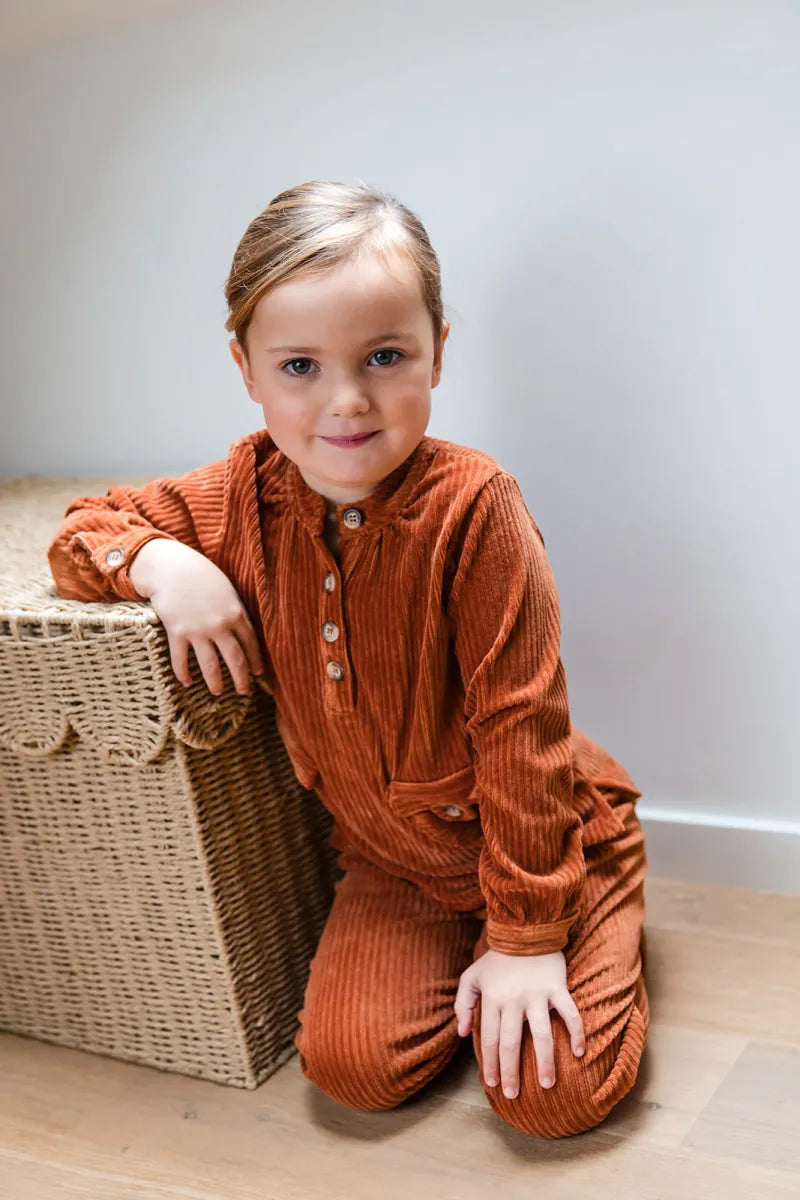 Alice et Maman- Kids Homewear Image Rib Velours Caramel