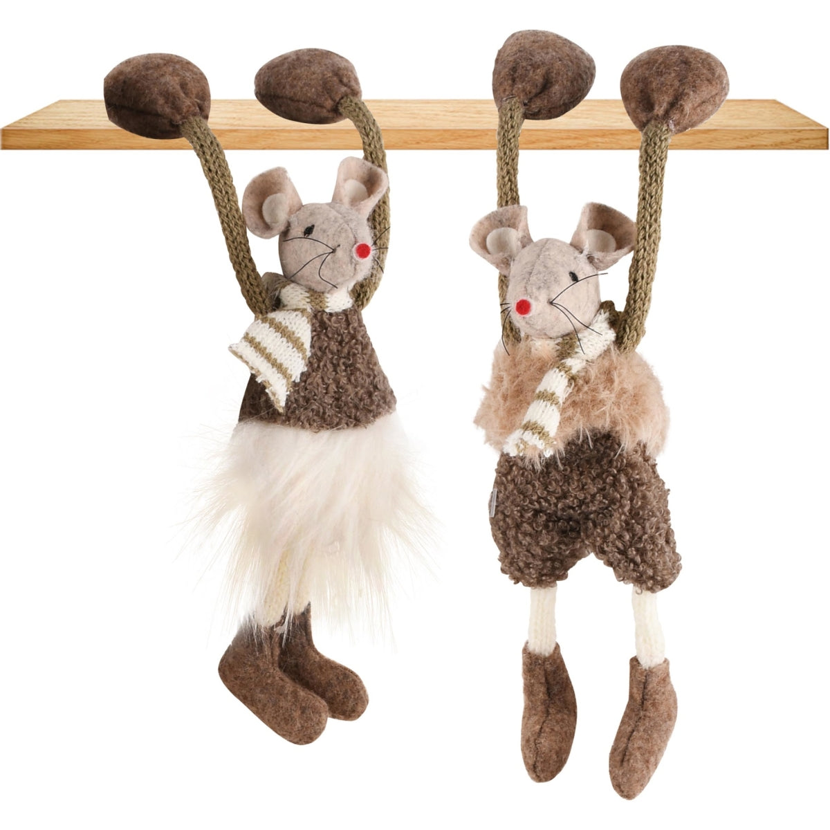 Hanger muisje stof magneetjes jongen 5x5x15cm