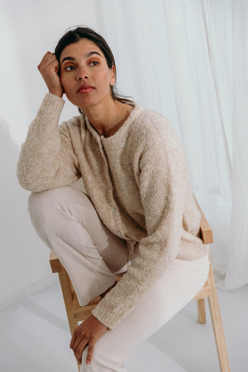 Alice et Maman- Gebreide Vest bouclé latté