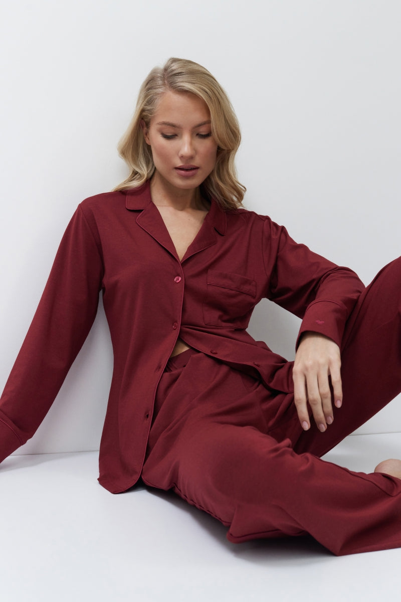 Cadance Pyjama Lang burgundy