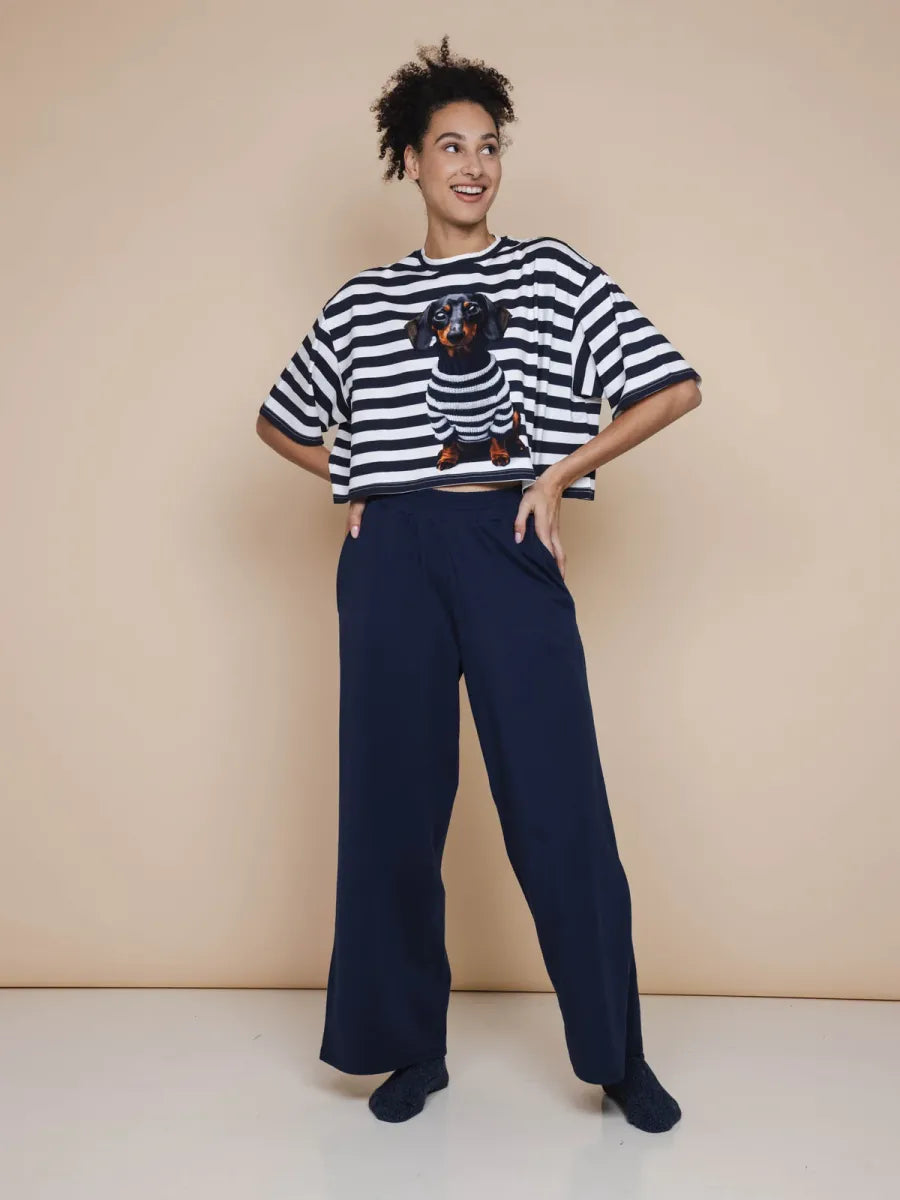 Pierre Cropped T-Shirt & Wijde broek Women